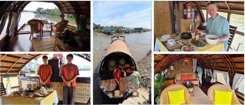 Onze eigen sampan op de wateren van de Mekong Delta